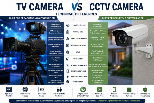 TV Camera vs CCTV Camera: Understanding the Key Technical Differences 