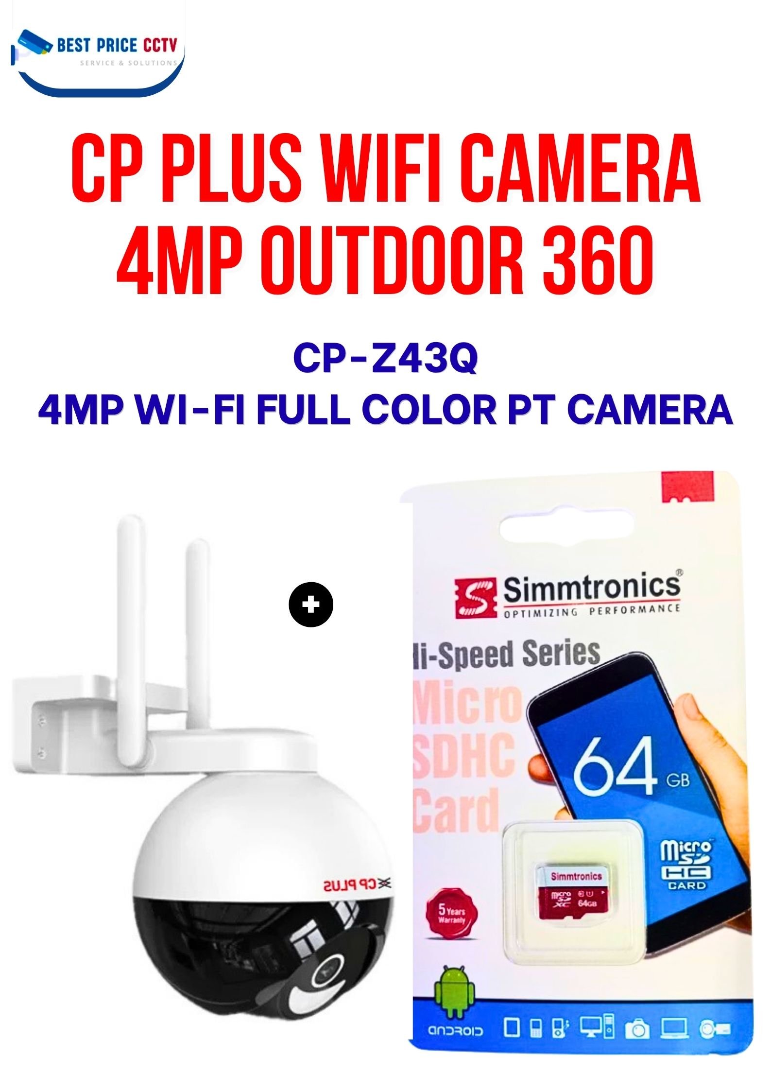 P PLUS WIFI 4MP OUTDOOR 360 CAMERA WITH 64GB SIM KIT